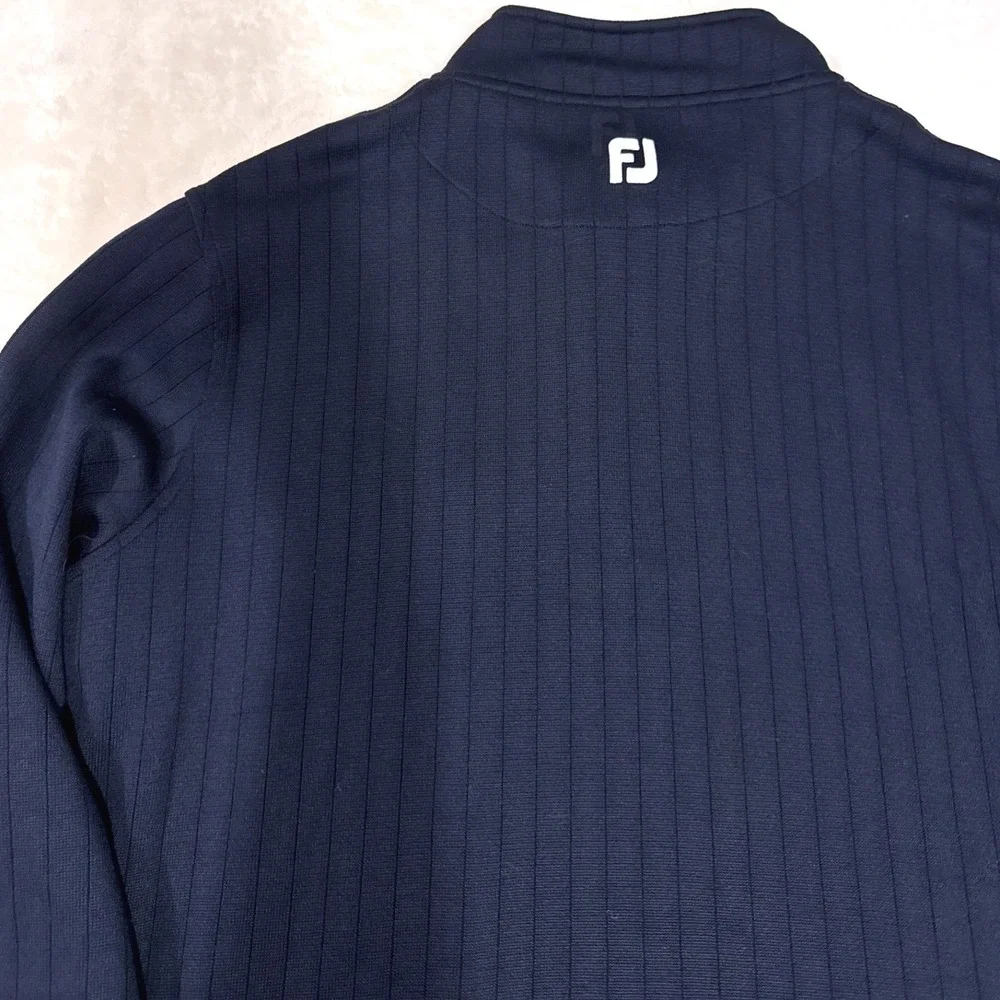 FootJoy Mens 1/4 Zip Pullover XL Black BMW Championship Ribbed Golf Sweater